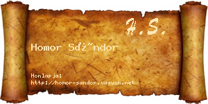 Homor Sándor névjegykártya